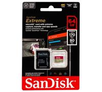 Carte mémoire SD micro SANDISK SDXC Extreme UHS-3 A2 V30 Classe 3 (170Mo/s) 64 GB + adaptateur SD