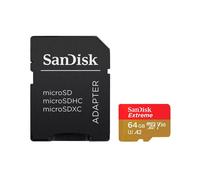 SanDisk MicroSDXC Extreme PLUS 64Go Classe 10 UHS-I U3 V30 A2 Lecture 200Mo/s Écriture 90Mo/s avec adaptateur SD - Dimensions: 15x10.9x1.02mm