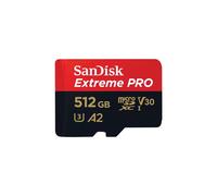 SanDisk MicroSDXC Extreme PRO 512 Go UHS-I U3 V30 A2 Classe 10 200 Mo/s Lecture, 140 Mo/s Écriture, Résistant aux Chocs/Eau/Rayons X, avec Adaptateur SD