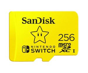 SANDISK microSDXC produit sous licence pour les consoles Nintendo Switch, Super Mario Superstar 256 Go (UHS-I Carte, jusqu'à 100 Mo/s, Class 10, U3, V30)