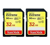 SANDISK - Cards Extreme Plus 32GB SDHC Memory Card 2-Pack 100MB/S 60MB/S UHS-