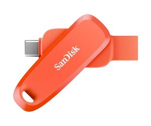 SanDisk SDDDC6-128G-G46NO - Clé USB 2 en 1 pour smartphones, tablettes et ordinateurs - Clé USB avec connecteurs USB de type C et de type A, orange capucine, 128 Go