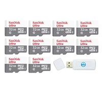 Sandisk SDSQUNR-032G-GN3MN Lot de 10 cartes mémoire microSD TF Flash haute vitesse Classe 10 32 Go avec 1 lecteur de carte SD et microSDXC Everything But Stromboli