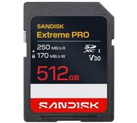 SanDisk Carte SD Extreme Pro UHS‑I 512 Go — 250 Mo/s lecture, 170 Mo/s écriture, 4K U3 V30
