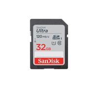 SanDisk Ultra 32Go SDHC UHS-I Class 10, Vitesse Lecture 120Mo/s, Résistance Chocs/Température/Rayons X, SDSDUN4-032G-GN6IM