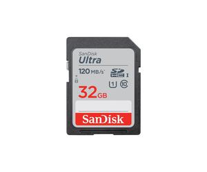 SanDisk Ultra 32Go SDHC UHS-I Class 10, Vitesse Lecture 120Mo/s, Résistance Chocs/Température/Rayons X, SDSDUN4-032G-GN6IM