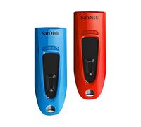 SanDisk Ultra 64 GB USB Flash Drive USB 3.0 Up to 130 MB/s Read - Twin Pack, Red/Blue
