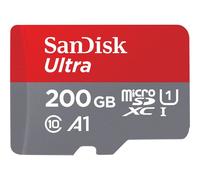 SanDisk Carte Mémoire MicroSDHC Ultra 200 Go + Adaptateur SD, Vitesse de Lecture Allant Jusqu'à 100MB/S, Classe 10, U1, Homologuée A1