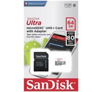 SanDisk Ultra - Carte mémoire flash (adaptateur microSDXC vers SD inclus(e)) - 64 Go - UHS-I / Class10 - microSDXC UHS-I