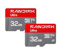 SANDISK Ultra Carte microSDHC UHS-I + SD Adapter, 32 Go (Vitesses de Transfert Jusqu’à 125 Mo/s, vidéos en Full HD, V10, U1, C10, A1) pour Les Smartphones, tablettes Android. Lot de 2