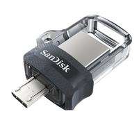 SanDisk Ultra Dual m3.0 lecteur USB flash 16 Go USB Type-A / Micro-USB 3.2 Gen 1 (3.1 Gen 1) Noir, Argent, Transparent