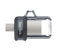 SanDisk Ultra Dual m3.0 lecteur USB flash 64 Go USB Type-A / Micro-USB 3.2 Gen 1 (3.1 Gen 1) Noir, Argent, Transparent