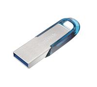 SanDisk Ultra Flair, 128 Go, USB type A, 3.2 Gen 1 (3.1 Gen 1), 150 Mo/s, sans capuchon, bleu, argenté