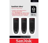 SanDisk Clé USB Ultra SDCZ48-064G-G46T 64 Go USB 3.0 Lecture 130 Mo/s (Pack de 3)