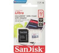 SanDisk Ultra microSD, 32 Go, MicroSDHC, classe 10, UHS-I, gris, rouge