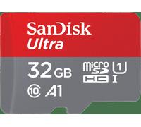 SanDisk Ultra microSD, 32 Go, MiniSDHC, classe 10, UHS-I, 100 Mo/s, gris, rouge