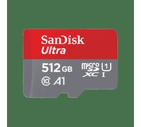 SanDisk Ultra microSD - 512 Go, MicroSDXC, classe 10, UHS-I, gris, rouge, gris ; rouge | SDSQUNR-512G-GN6TA