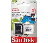 SanDisk Ultra microSDHC UHS-I 32 Go - Cartes mémoire (Gris, Blanc, Micro Secure Digital High-Capacity (microSDHC), SD, UHS-I)