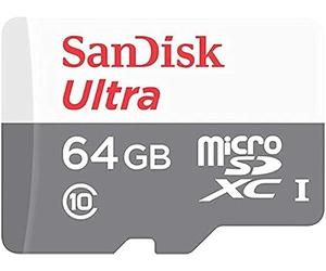 SanDisk Ultra microSDXC 64GB, up to 100MB/s, Class 10, UHS-I, Full HD Video White/Grey