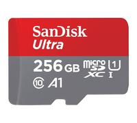 SanDisk Ultra microSDXC + adaptateur SD 256 Go (Pour Android Smartphone et Tablette, Video Full HDD, jusqu'à 150 Mo/s, UHS-I, La performance A1, V10,Class 10, U1)