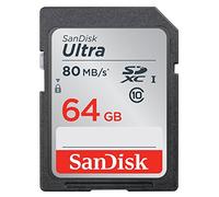 SanDisk Ultra SDXC Memory Card Up to 80 MB/s, Class 10, U1, 64 GB, Black/Grey