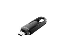 SanDisk Ultra Slider 128 Go Flash Drive, Clé USB 3.2, des vitesses allant jusqu'à 400 Mo/s, Type-C, USB 3.2 Gen 1, Connecteur Rétractable, Sauvegardez et transférez vos fichiers plus rapidement, Noir