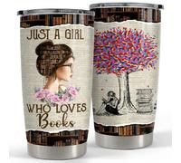 SANDJEST Gobelet pour amateurs de livres Just A Girl Who Loves Books - 591 ml - Cadeau pour bibliothécaire, amateur de livres, femme, lectrice, rat de bibliothèque, Noël, vacances, anniversaire