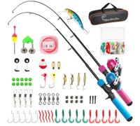 SandKing Canne à pêche pour Enfants, 1.5M Combo télescopique Canne et Moulinet pour débutants avec Moulinet Spincast,Cadeaux d’équipement de pêche pour garçons, Filles, Tout-Petits (2Pack Bleu+Rose)