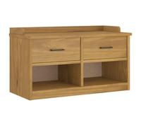 Sandnes Banc de couloir 87 x 40 x 50 cm en bois massif de pin aspect noyer avec espace de rangement, 2 tiroirs et compartiments ouverts, banc de vestiaire robuste pour couloir, couloir, entrée