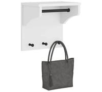 SANDNES Porte-manteau mural blanc en pin massif 43 x 30 x 42 cm avec 3 crochets peu encombrants pour couloir, entrée, rangement pratique et garde-robe