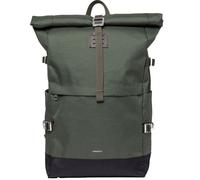 Sandqvist Sac à dos Icon Rolltop L 26L Dawn Green cuir brun foncé