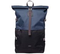 Sandqvist - Sac à dos 26L - Icon Rolltop Backpack L Black/Navy en Cuir - Noir Noir
