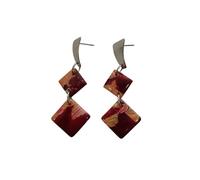 Sandra Complements Boucles d'oreilles longues géométriques rouges faites à la main, acier inoxydable antiallergique, boucles d'oreilles modernes légères, collection Afrique