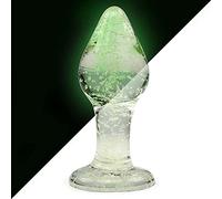 Sandritas Plug anal en verre - Glow in the Dark - Sextoy pour l'étirement anal - Brille dans le noir - Sextoy lumineux - Taille M - Diamètre 34 mm