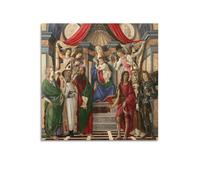 Sandro Botticelli - Impression sur toile « The Virgin And Child with Four Angels And Six Saints » de Sandro Botticelli - Décoration murale pour salon, chambre à coucher - 70 x 70 cm
