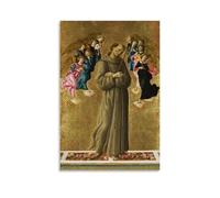 Sandro Botticelli《Sáint Fráncis of Assísi avec des anges》Poster décoratif sur toile Peinture murale Décoration d'intérieur moderne Idée cadeau 50 x 75 cm
