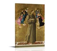 Sandro Botticelli《Sáint Fráncis of Assísi avec des anges》Poster décoratif sur toile pour salon 30 x 45 cm