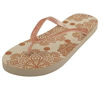 Sandrocks Tongs d'été pour femme avec imprimé amusant - - Mandala en or rose blanc, 37/38 EU
