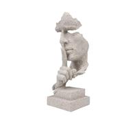 Sandstone Thinker Statue, Silence is Golden Abstract Art Figurine, Resin Sculptures for Modern Home Decorative Objects for Bedroom, Study, Bookshelf,