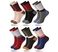 Sandsuced Chaussettes Enfant en Laine Mérinos,Chaussettes Chaudes épaisses Hiver Thermique pour Garçon Fille 6 Paires Cadeau Noel(Rayures C, 1-3 ans)