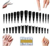 Sandwich Nail Dual Forms - 240Pcs Transparent Top & Bottom Design Nail Mold - Professional Gel Nails Extension Forms Duals-Sided, DIY Reusable for Beginners Professionals Home Salon (Long Pointed)