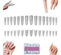 Sandwich Nail Dual Forms - 240Pcs Transparent Top & Bottom Design Nail Mold - Professional Gel Nails Extension Forms Duals-Sided, DIY Reusable for Beginners Professionals Home Salon (Oval)