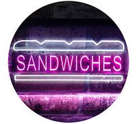Sandwiches Café Dual Color LED Enseigne Lumineuse Neon Sign Blanc et violet 400 x 300mm st6s43-i0413-wp