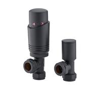 Sandy Beach Robinets de Radiateur Inclinés Noirs, Robinet TRV de Radiateur, Radiateur Noir, Robinet Thermostatique de Radiateur, Robinets de Radiateur Anthracite avec Valve Lockshield (15mm)