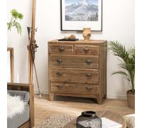 Sandy - meuble chiffonnier marron 5 tiroirs bois pin recyclé