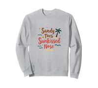Sandy Toes Sunkissed Nose Vacances à la Plage Sweatshirt, Unisexe pour Adultes, Gris Chiné, XL