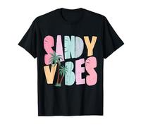 Sandy Vibes T Beach & Summer Vacation womens girls Tee T-Shirt