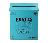 Sandyseptember Boîte aux lettres vintage en métal de style européen rustique pour une utilisation murale, convient pour la décoration d'intérieur et les installations de photographie (bleu)