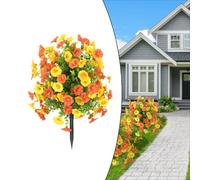 Sandyseptember Boule d'herbe artificielle Morning Glory avec fleur pour embellir votre bureau ou votre jardin sans effort