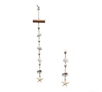 Sandyseptember Carillon éolien en verre de mer de style bohème fait à la main avec bois flotté et coquillages Décoration de plage côtière pour la maison ou le jardin (C)